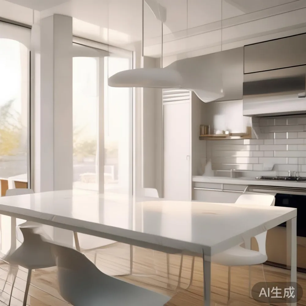 American-style modern dining table in bright kitchen