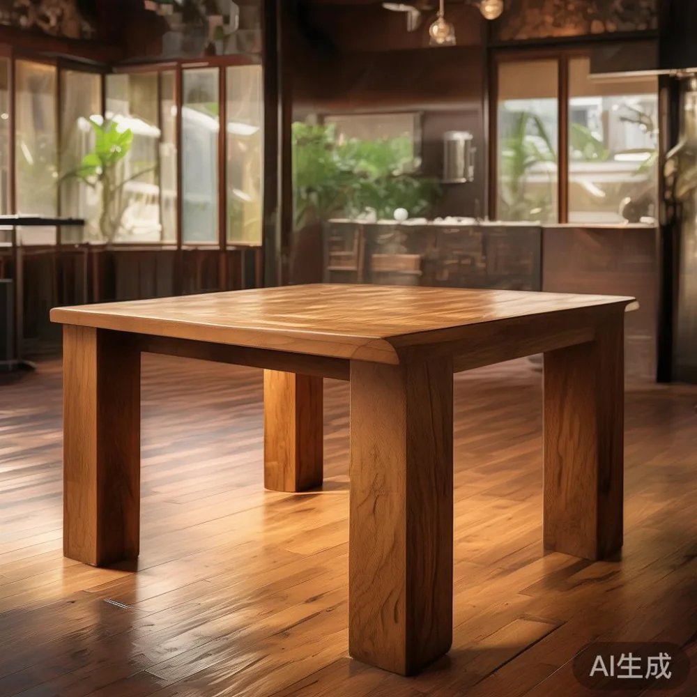 Meja makan kayu oak gaya Amerika di rumah teres Johor Bahru