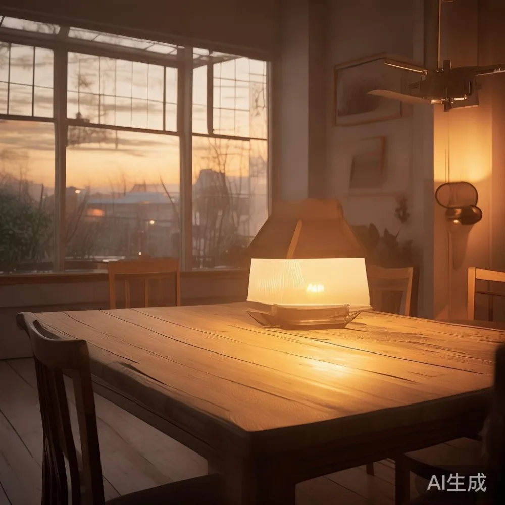 Cara Bijak Membaca Jaminan Perabot Sebelum Anda Membeli Meja Makan — room setting at dusk with warm lamp light, film 