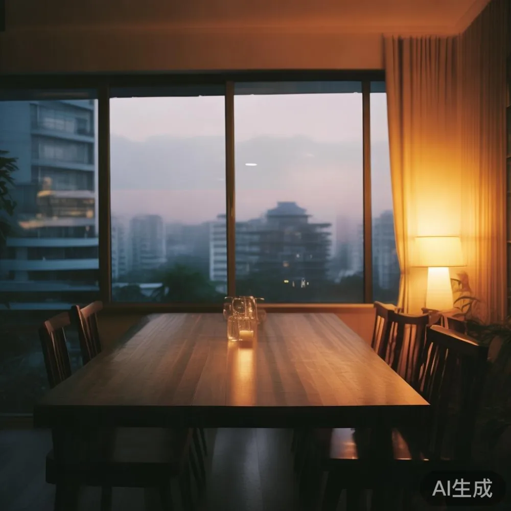 Cara Memadankan Perabot dengan Suasana Minimalis Hangat untuk Kondomin — room setting at dusk with warm lamp light, film