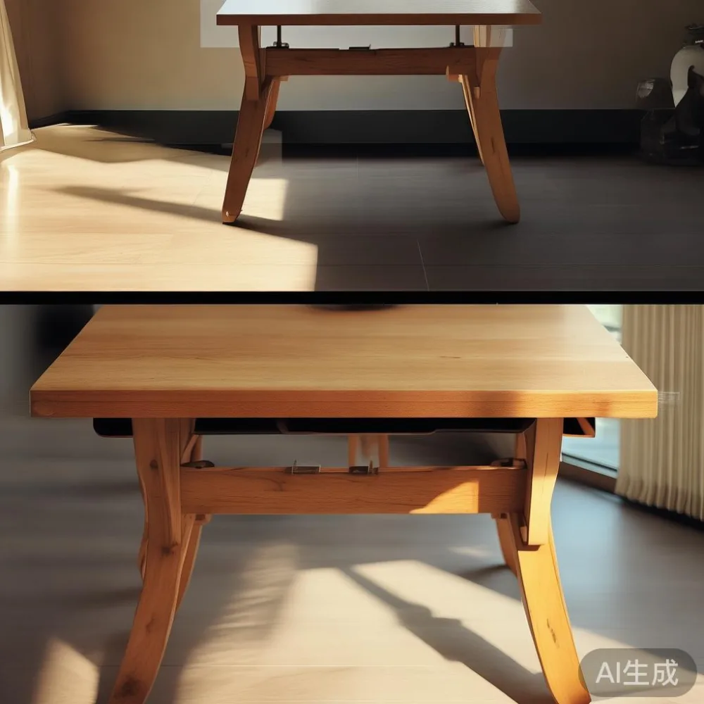Cara Menjaga Permukaan Lak pada Meja Makan di Iklim Lembap Malaysia — detail of the base and leg construction on a bed